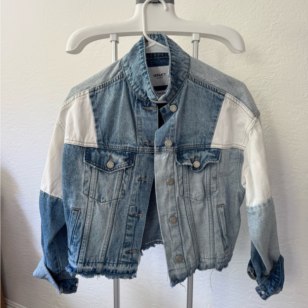 Velvet Women's Denim Color Block Jean Jacket